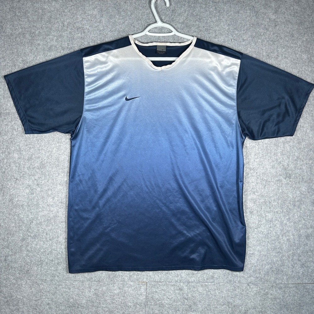 Nike Shirt Mens XL Blue Ombre Gradient Y2K Athletic Soccer Jersey Gorpcore